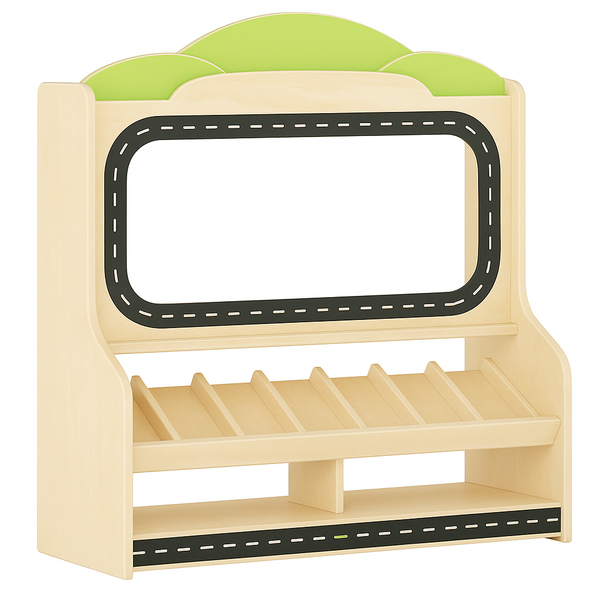 Kids Wooden Display Shelf with Green Top