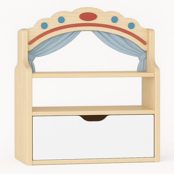 Wooden Kids Storage Cabinet with Decorative Arch Bookshelf Organizer