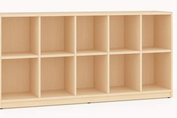 Light Wood 10-Cubby Storage Shelf