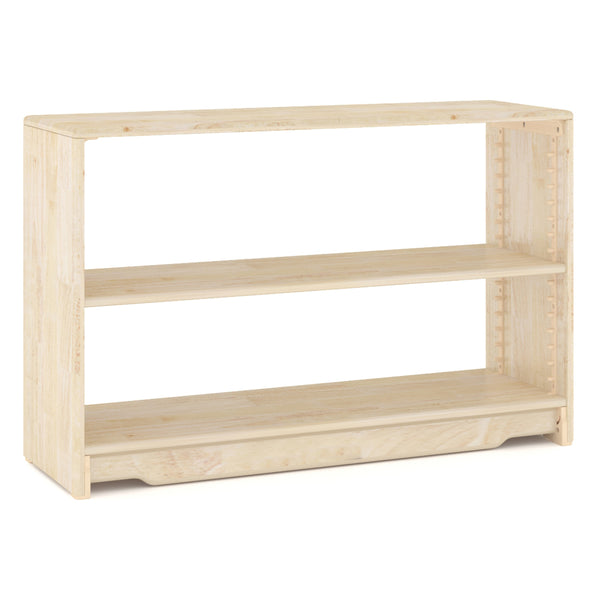 Adjustable 2-Tier Natural Wood Low Cabinet