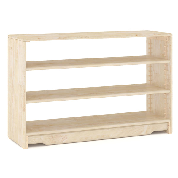 Adjustable 3-Tier Natural Wood Low Cabinet