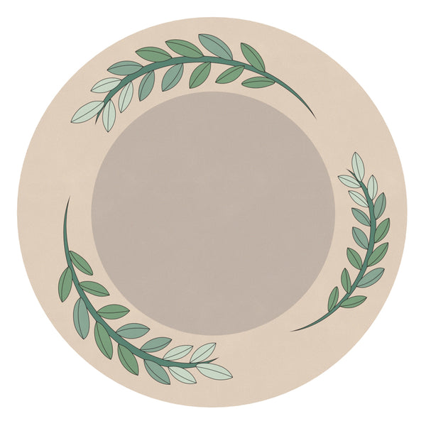 Round Rug with Tree Branch Pattern